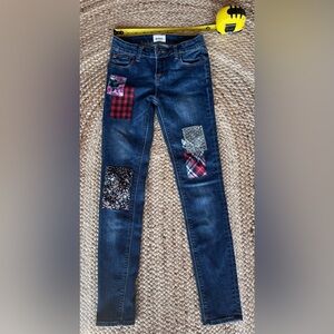 Hudson Girls Skinny Jeans, EUC, Size 12, Blue Denim with Patchwork Design